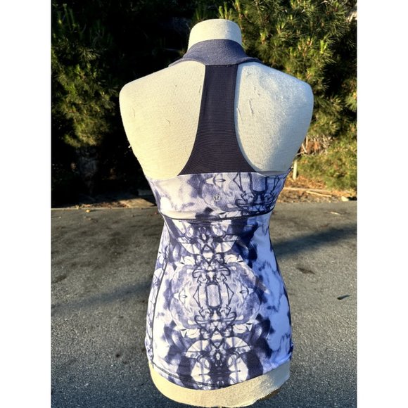 Lululemon Scoop Neck Tank Ink Blot White Deep Indigo / Heathered Deep Indigo 6 - Picture 3 of 8